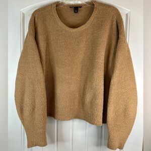 Victoria's Secret On Point Fleece Crew Neck Crop Sweater Tan Women’s Size XL
